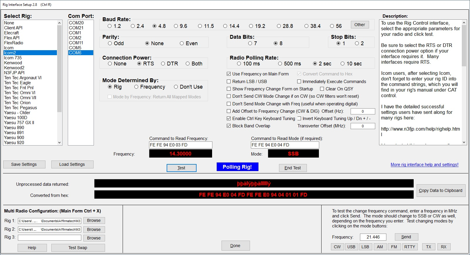 ACLog Rig Control Settings