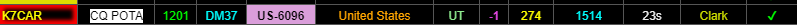 GridTracker2 Call Roster line showing K7CAR calling CQ POTA