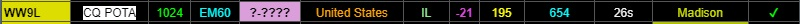 GridTracker2 Call Roster line with a station calling CQ POTA from an unknown POTA entity
