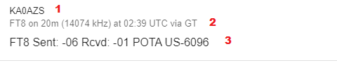 Screenshot of a POTA Spot report at POTA.app