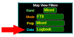"GridTracker Map View Filters highlighting data options"