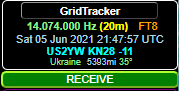 "GridTracker Green RECEIVE status"