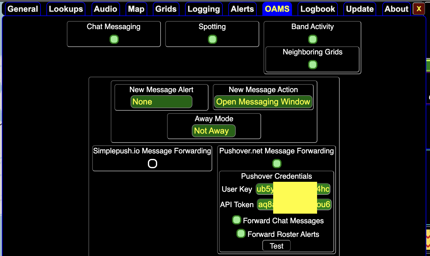 GridTracker Pushover Settings User Key