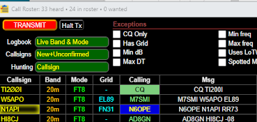 "Screenshot of the completion of the QSO between N1API and N6OPE in the Call Roster"