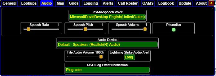"GridTracker Settings Audio Tab"