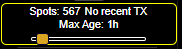 "Spot information area/time slider"