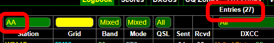 "Logbook with callsign filter containing A and 272 log entires matching"