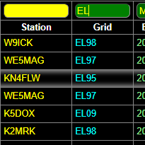"Logbook with grid filter containing EL"