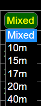 "Band dropdown from logbook header"
