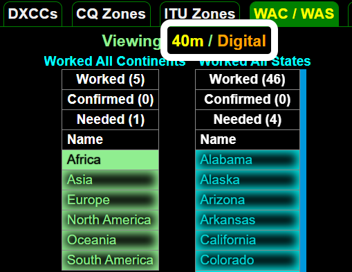 "Example of WAC/WAS award tab viewing 40m/Digital"